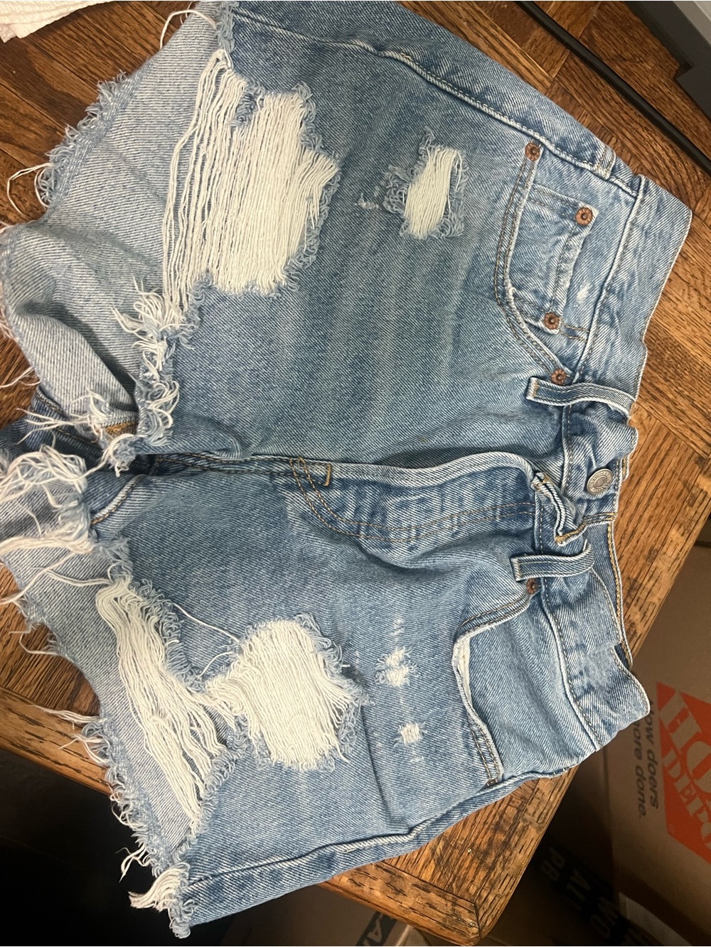 Levi's Light Blue Distressed Denim Cutoff Shorts